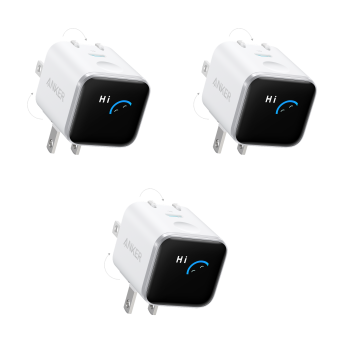 Anker Nano Charger (45W, Smart Display, 180° Foldable, 3-Pack)
