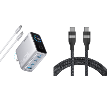 Anker Charger (140W, 4-Port, PD 3.1) with USB-C Cable and Anker USB-C to USB-C Cable (6 ft, 240W, Upcycled-Braided)