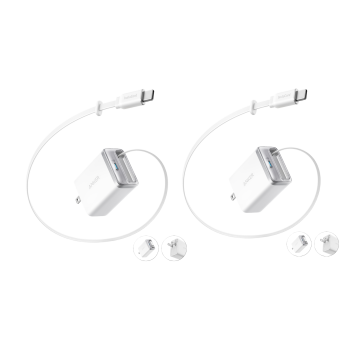 Anker Nano Charger (35W, Built-In Retractable USB-C Cable) —2- Pack