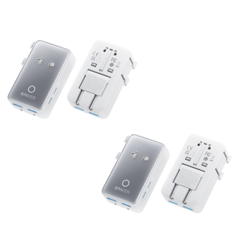 Anker Nano Travel Adapter (5-in-1, 20W, 2-Pack)