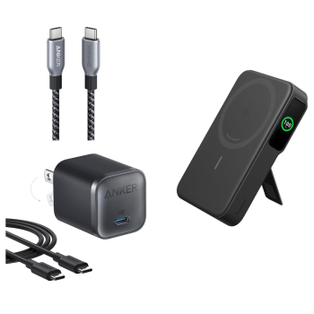 Anker Nano Charger (45W), Anker MagGo Power Bank (10K), and Anker Prime USB-C to USB-C Cable