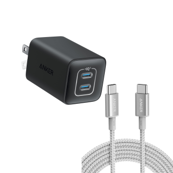 Anker 523 Charger (Nano 3, 47W) and New Nylon USB-C to USB-C 100W Cable (10 ft)